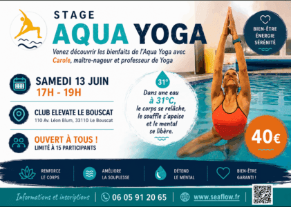 Prochain stage d&rsquo;aqua yoga le 13 juin au Bouscat